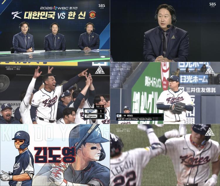 SBS 2026 WBC 평가전 시청률 1위, 이대호 명품 해설 빛났다
